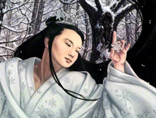 Tutelary kami of Ninzuwu practitioners, Ame-no-ukihashi-hime-no-Mikoto, commonly known as Yuki-onna.